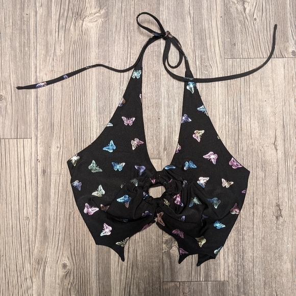 Multicolor shimmer butterfly halter top women's size 1X plus size - Picture 2 of 13